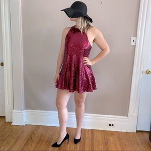 Free People Red Sequin Mini Dress